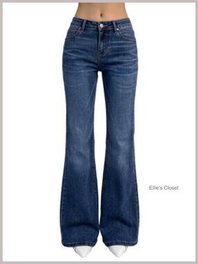 Women's Flare Bell Bottom Jeans Wide Leg Stretchy Denim Pants